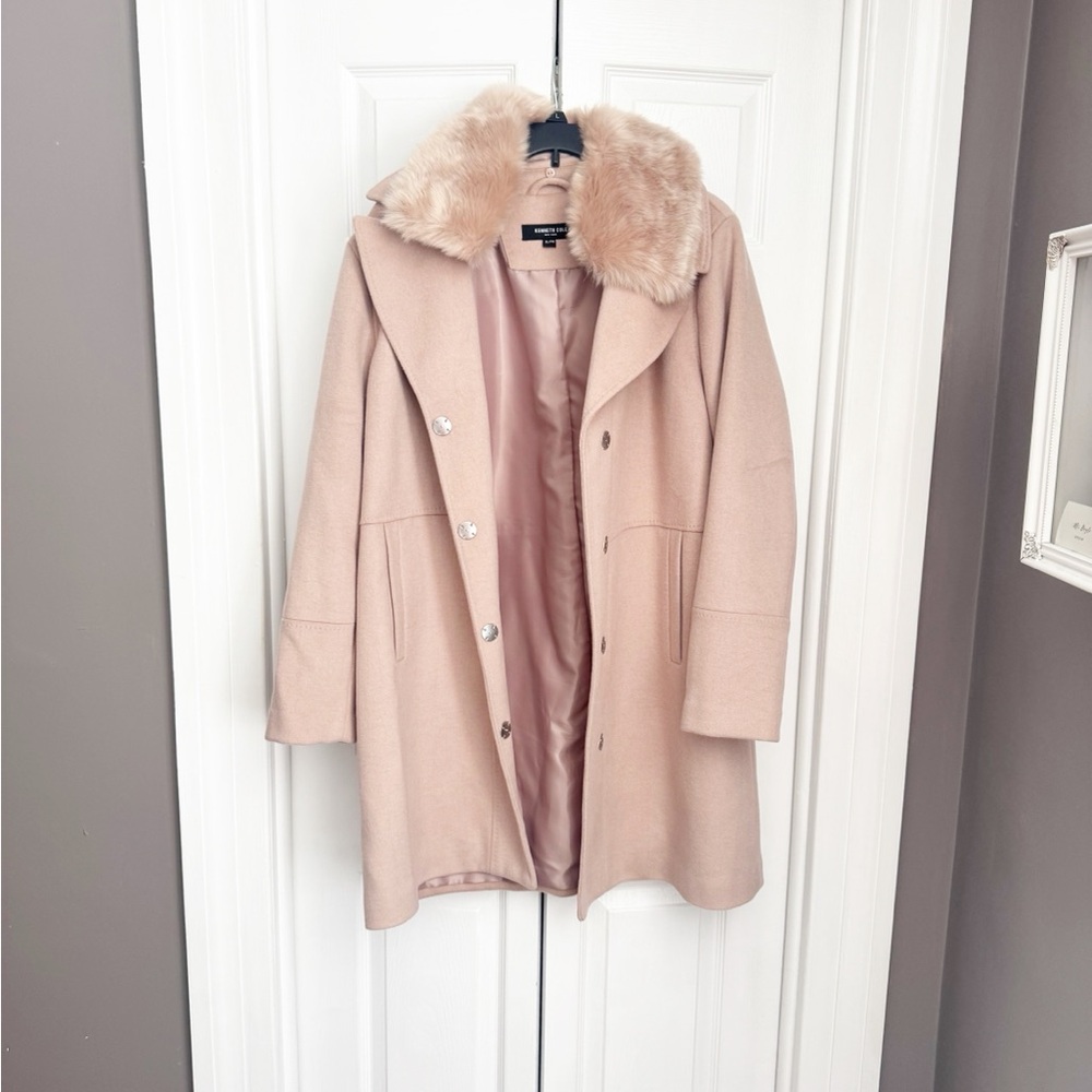 Pale pink fur Kenneth Cole coat